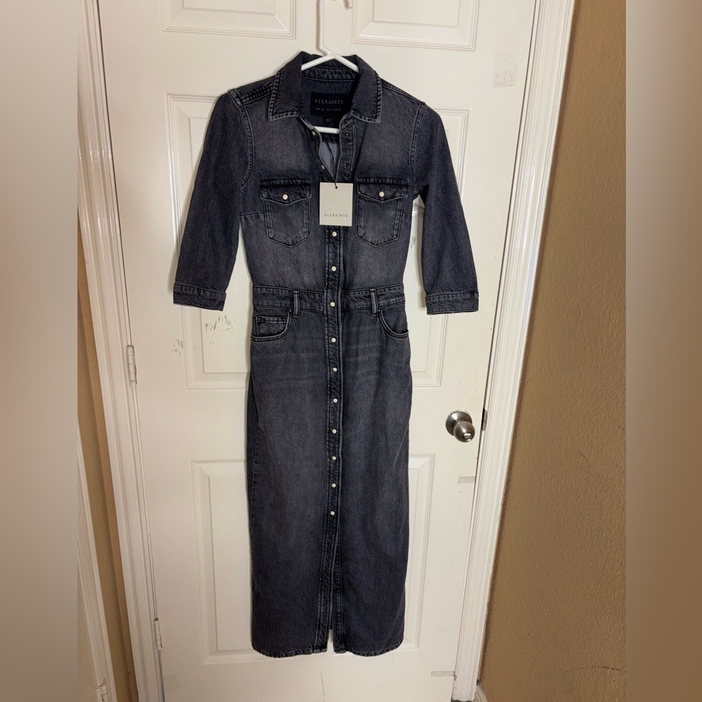 New AllSaints Blair Denim dress Size 0​ - Picture 10 of 14